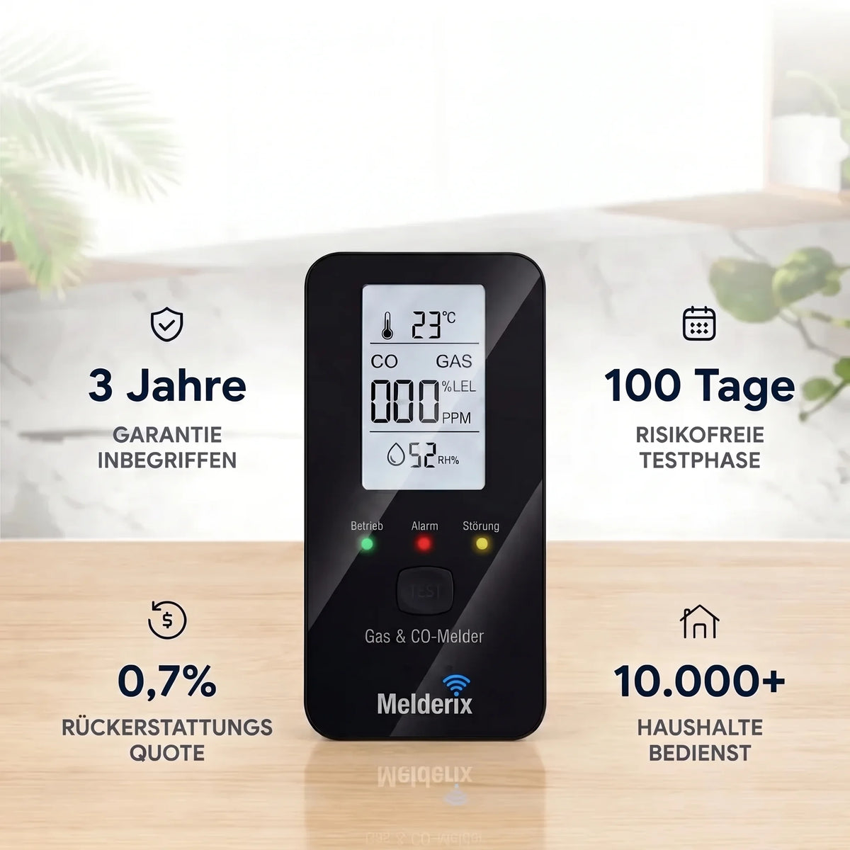 Melderix Détecteur CO 4 en 1 pour famille & animaux