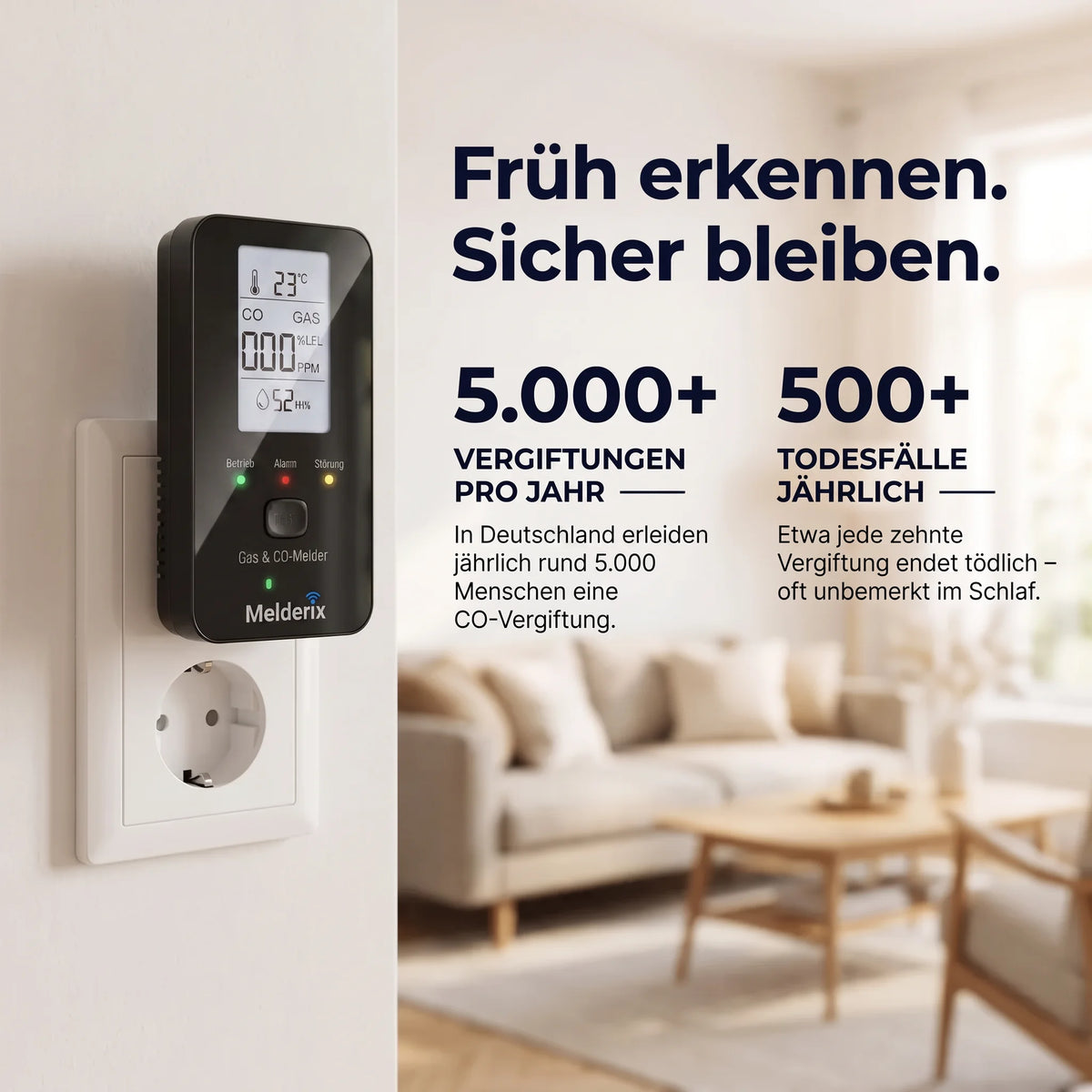 Melderix Détecteur CO 4 en 1 pour famille & animaux