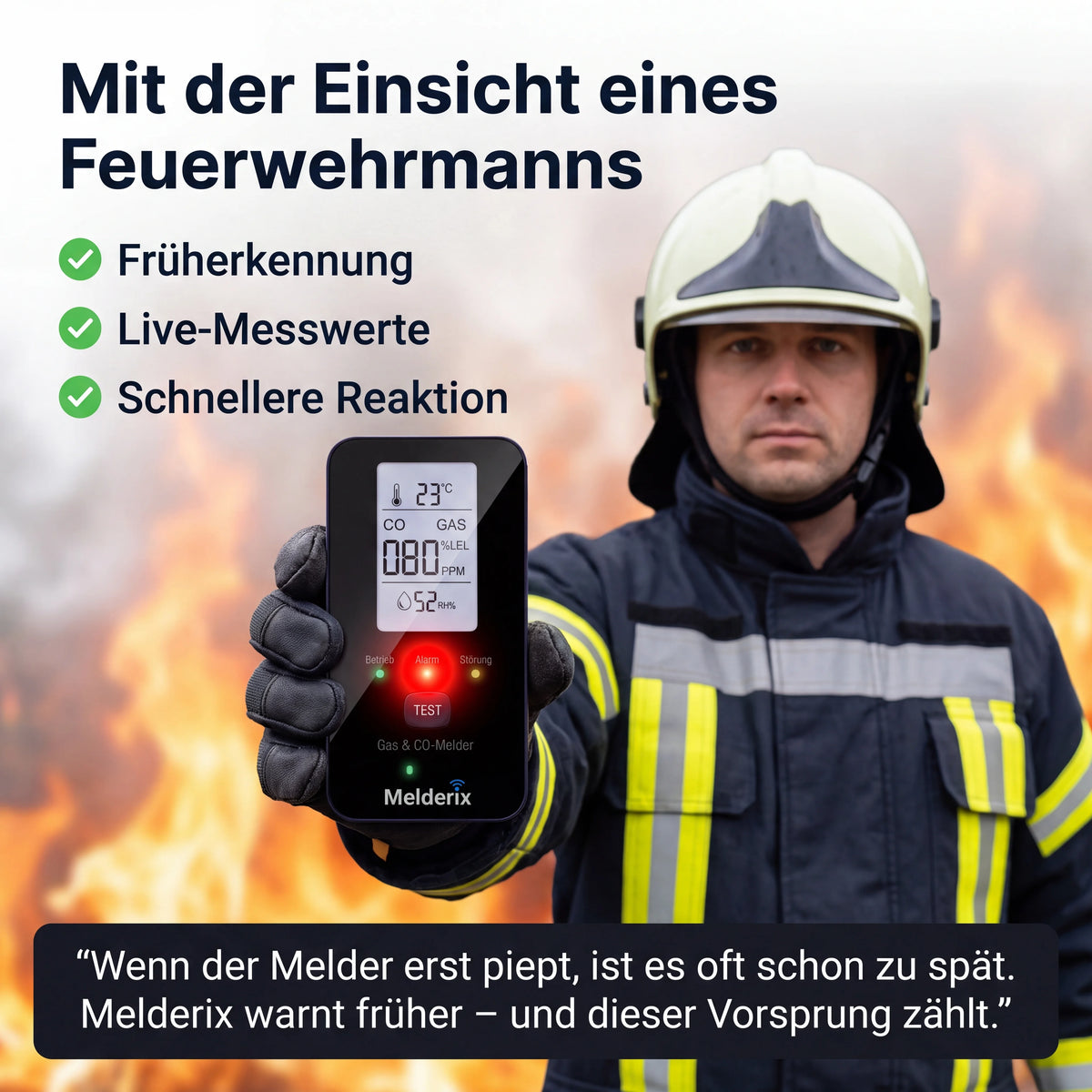 Melderix Détecteur CO 4 en 1 pour famille & animaux